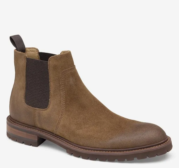 Men Johnston and Murphy Boots Barrett Chelsea Boot Tan Oiled Suede