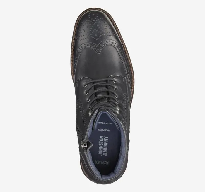 Men Johnston and Murphy Boots XC Flex Connelly Wingtip Boot Black Full Grain Men Johnston and Murphy Boots XC Flex Connelly Wingtip Boot Black Full Grain
