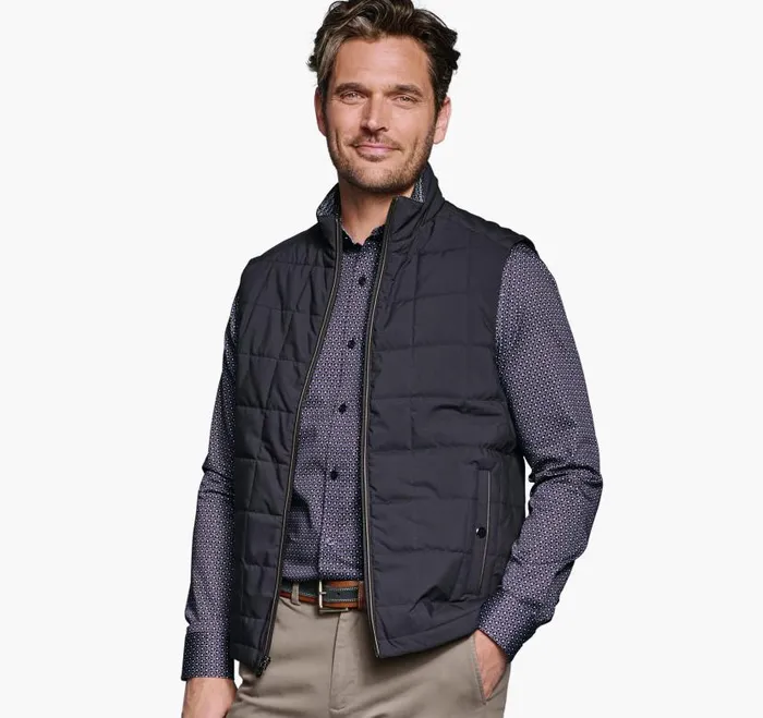 Men Johnston and Murphy Coats Jackets and Vests Box Quilted Vest Navy