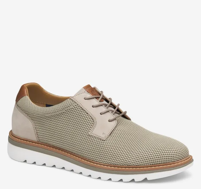 Men Johnston and Murphy LaceUps Braydon Knit Plain Toe Taupe Knit