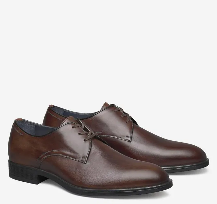 Men Johnston and Murphy LaceUps Flynch Plain Toe Mahogany Italian Calfskin