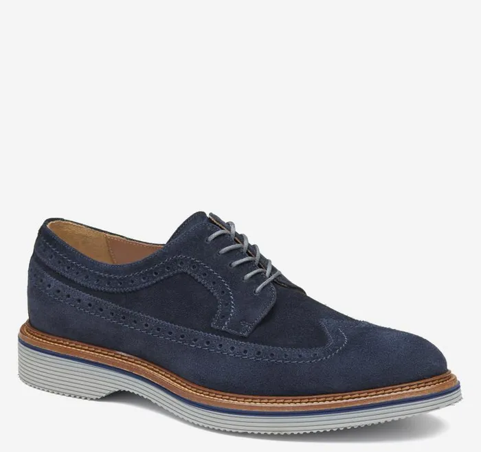 Men Johnston and Murphy LaceUps Jenson Longwing Navy Suede