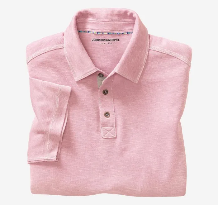 Men Johnston and Murphy Polos and Tees Vintage Slub Polo Pink