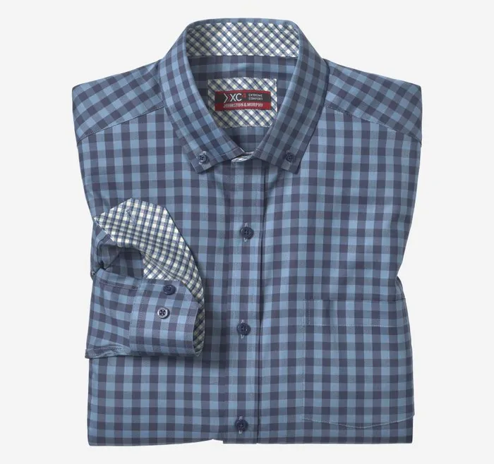 Men Johnston and Murphy Shirts XC4 Sport LongSleeve Shirt Blue