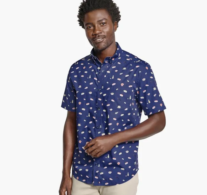 Men Johnston and Murphy ShortSleeve Shirts Printed Cotton ShortSleeve Shirt Navy Sushi Men Johnston and Murphy ShortSleeve Shirts Printed Cotton ShortSleeve Shirt Navy Sushi