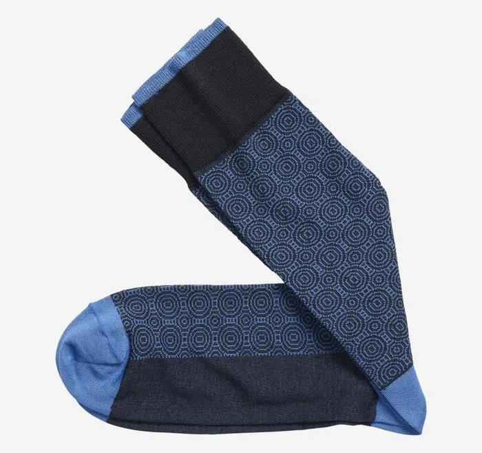 Men Johnston and Murphy Socks Circle Grid Socks Navy