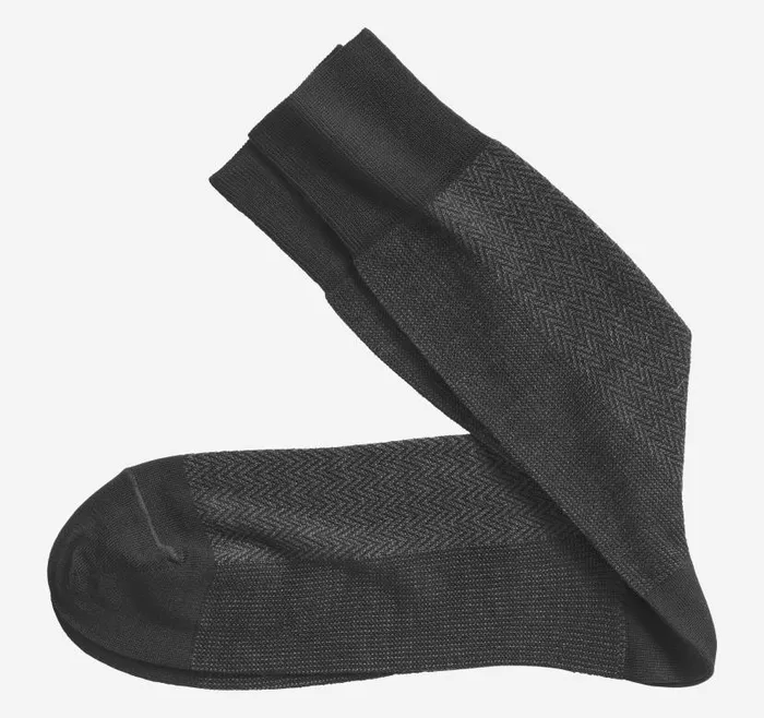 Men Johnston and Murphy Socks Herringbone Panel Socks Black