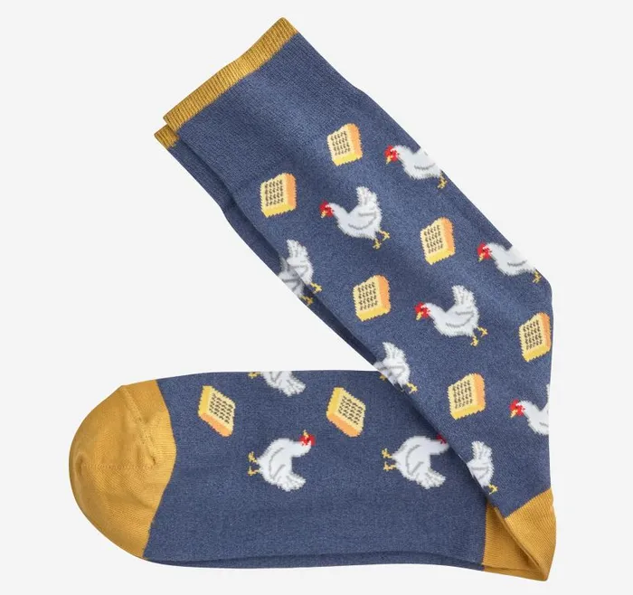 Men Johnston and Murphy Socks Novelty Socks Denim Chicken And Waffles