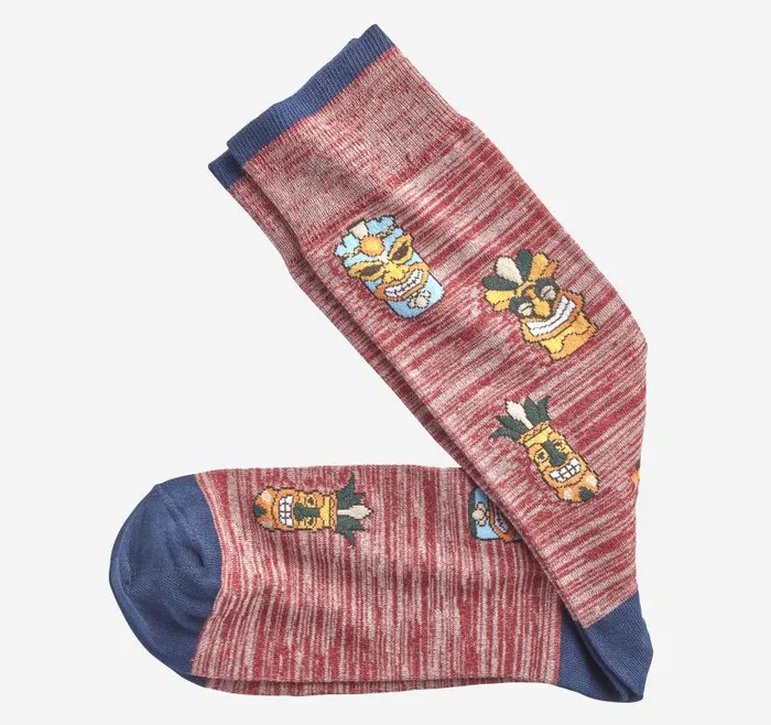 Men Johnston and Murphy Socks Novelty Socks Pink Tiki Head