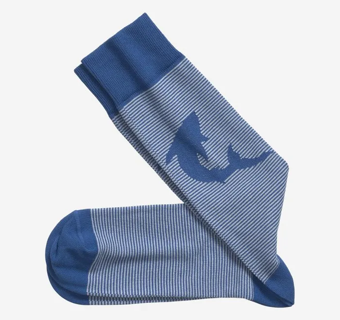 Men Johnston and Murphy Socks Striped Socks Blue Shark