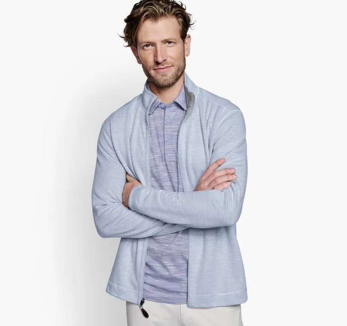 Men Johnston and Murphy Sweaters and Knits Reversible FullZip Light Bluegray