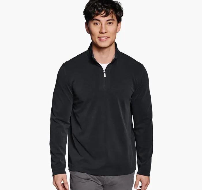 Men Johnston and Murphy Sweaters and Knits Vintage Washed QuarterZip Black