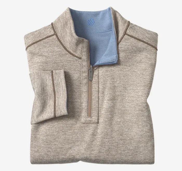 Men Johnston and Murphy Sweaters and Knits XC4 Performance Reversible QuarterZip Light Bluetan Men Johnston and Murphy Sweaters and Knits XC4 Performance Reversible QuarterZip Light Bluetan
