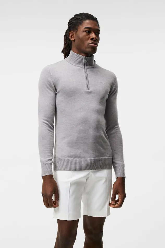 Men Kian Knitted Sweater Grey Melange JLindeberg Knitwear
