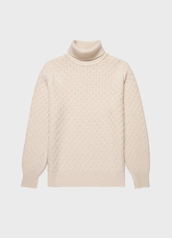Men Knitwear ussunspel Sunspel x WM Brown Aran Roll Neck Ecru