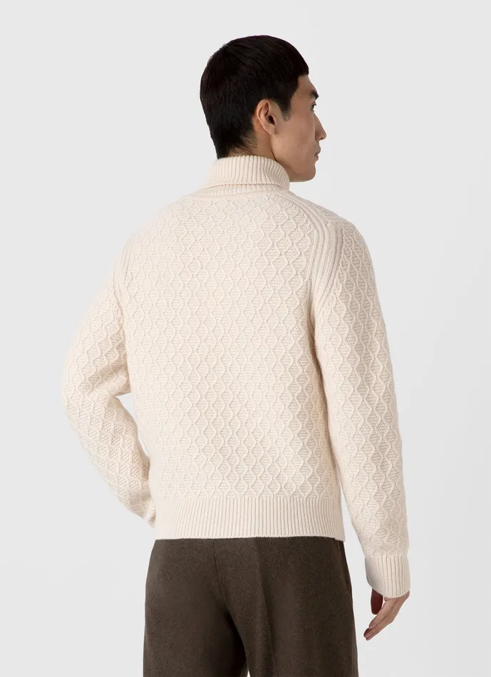 Men Knitwear ussunspel Sunspel x WM Brown Aran Roll Neck Ecru Men Knitwear ussunspel Sunspel x WM Brown Aran Roll Neck Ecru