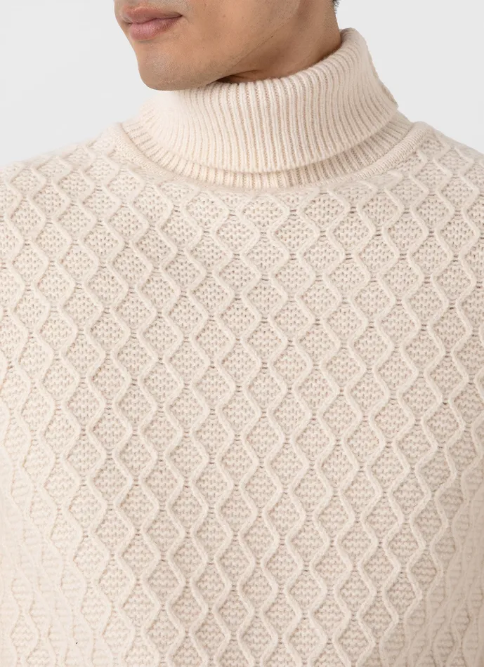 Men Knitwear ussunspel Sunspel x WM Brown Aran Roll Neck Ecru Men Knitwear ussunspel Sunspel x WM Brown Aran Roll Neck Ecru