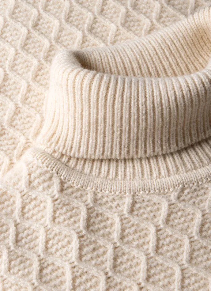 Men Knitwear ussunspel Sunspel x WM Brown Aran Roll Neck Ecru Men Knitwear ussunspel Sunspel x WM Brown Aran Roll Neck Ecru