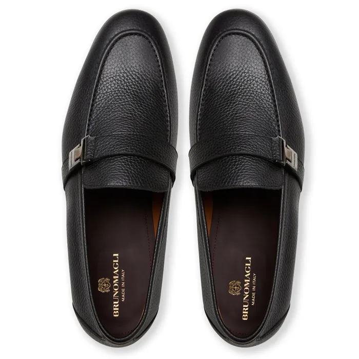 Men Loafers and Slipons Bruno Magli Arlo Slip On Side Bit Loafer Black Leather