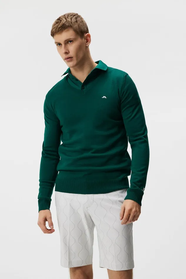 Men Lymann Knitted Sweater Rain Forest JLindeberg Knitwear