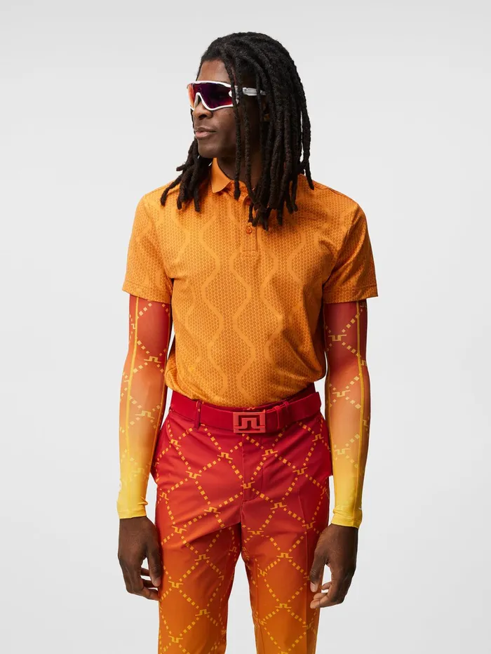 Men Mat Jacquard Regular Fit Polo Russet Orange JLindeberg Polo Shirts