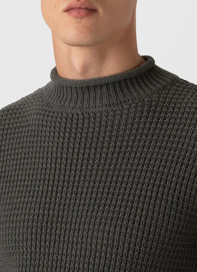 Men Merino Fisherman Jumper Khaki Knitwear ussunspel Men Merino Fisherman Jumper Khaki Knitwear ussunspel