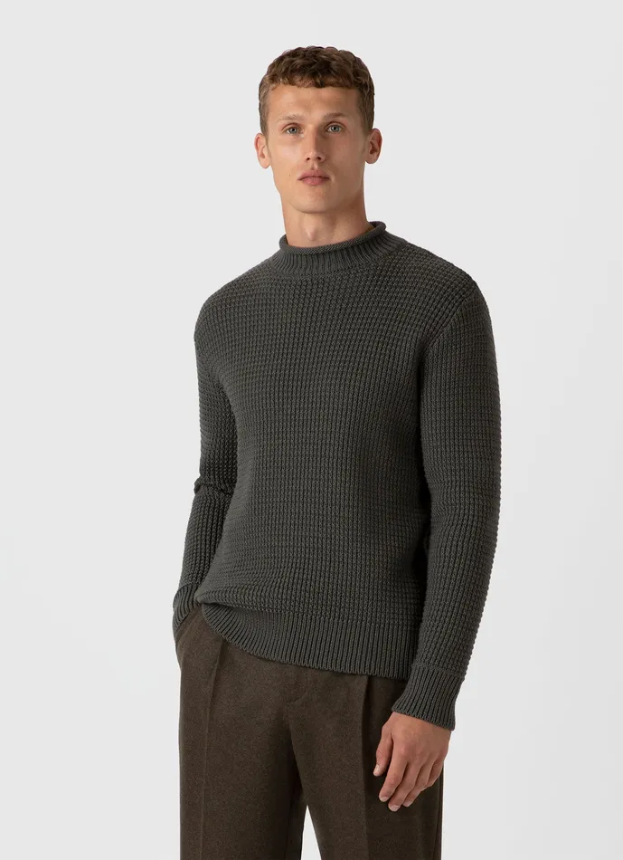 Men Merino Fisherman Jumper Khaki Knitwear ussunspel Men Merino Fisherman Jumper Khaki Knitwear ussunspel
