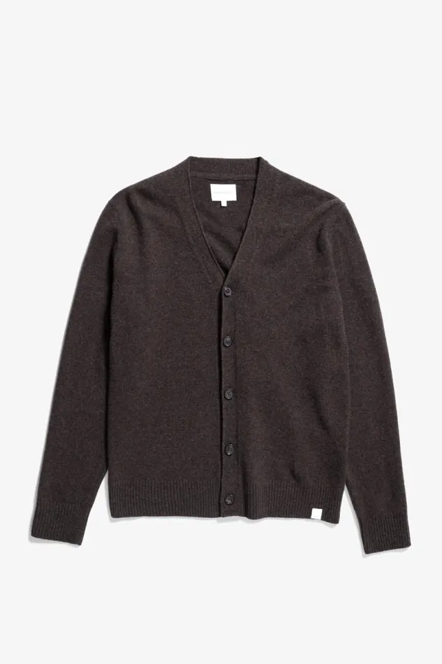 Men Norse Standard Merino Lambswool Cardigan Heathland Brown Norse Projects Knitwear