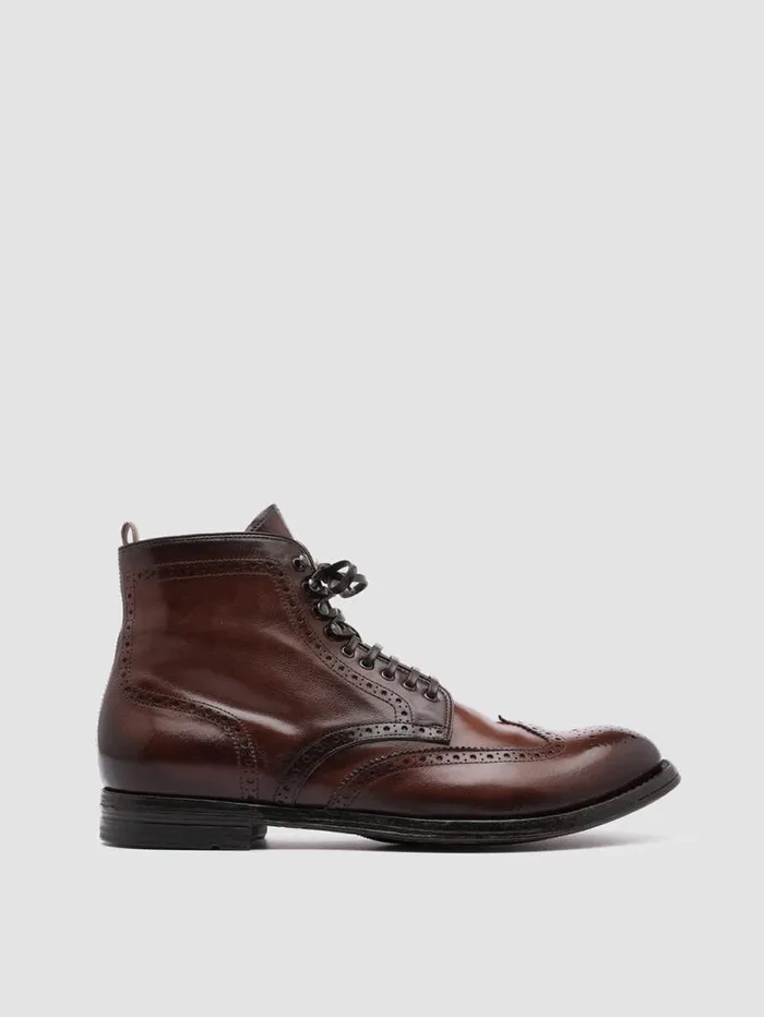 Men Officine Creative Footwear ANATOMIA 051 Brown Leather Ankle Boots