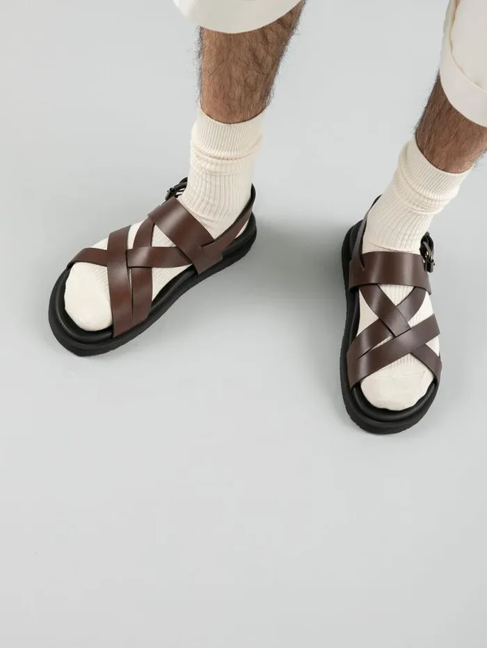 Men Officine Creative Footwear CHARRAT 002 Brown Leather Sandals Men Officine Creative Footwear CHARRAT 002 Brown Leather Sandals