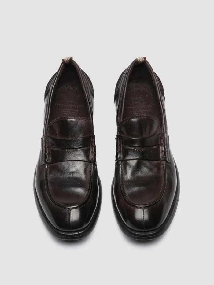 Men Officine Creative Footwear CHRONICLE 056 Ebony Leather Penny Loafers