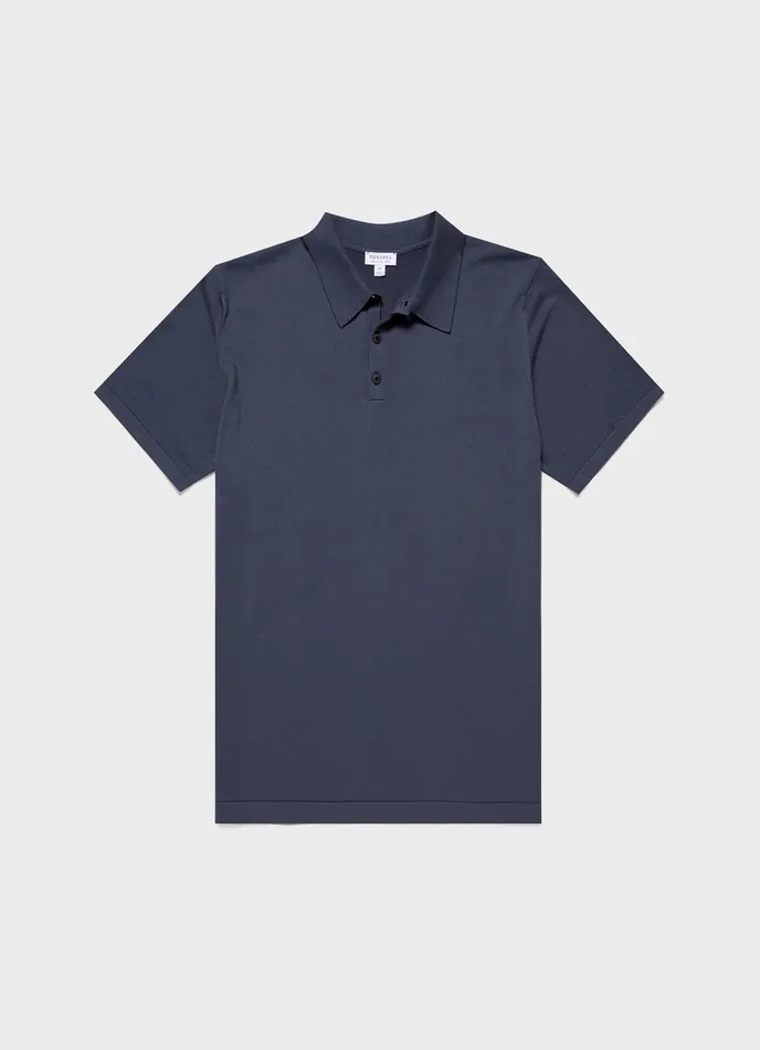 Men Polo Shirts ussunspel Sea Island Cotton Polo Shirt Slate Blue