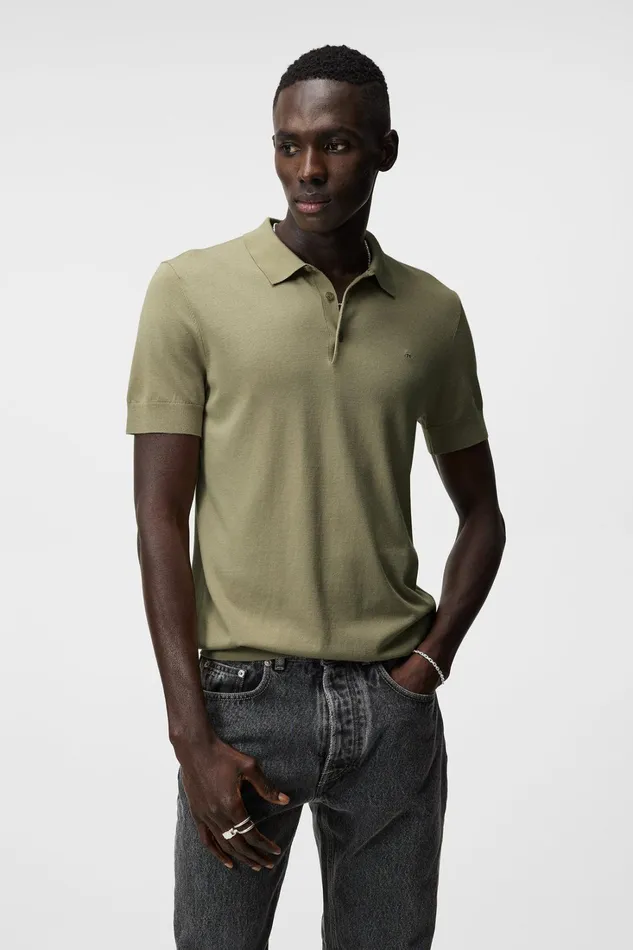 Men Ridge Rayon Silk Polo Aloe JLindeberg Polo Shirts
