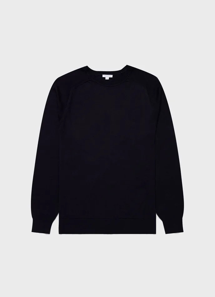 Men Sea Island Cashmere Crew Neck Jumper Midnight Navy Knitwear ussunspel