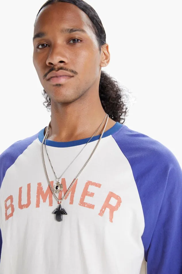 Men Tees Mother Denim The Slugger 34 Fray Creamblue