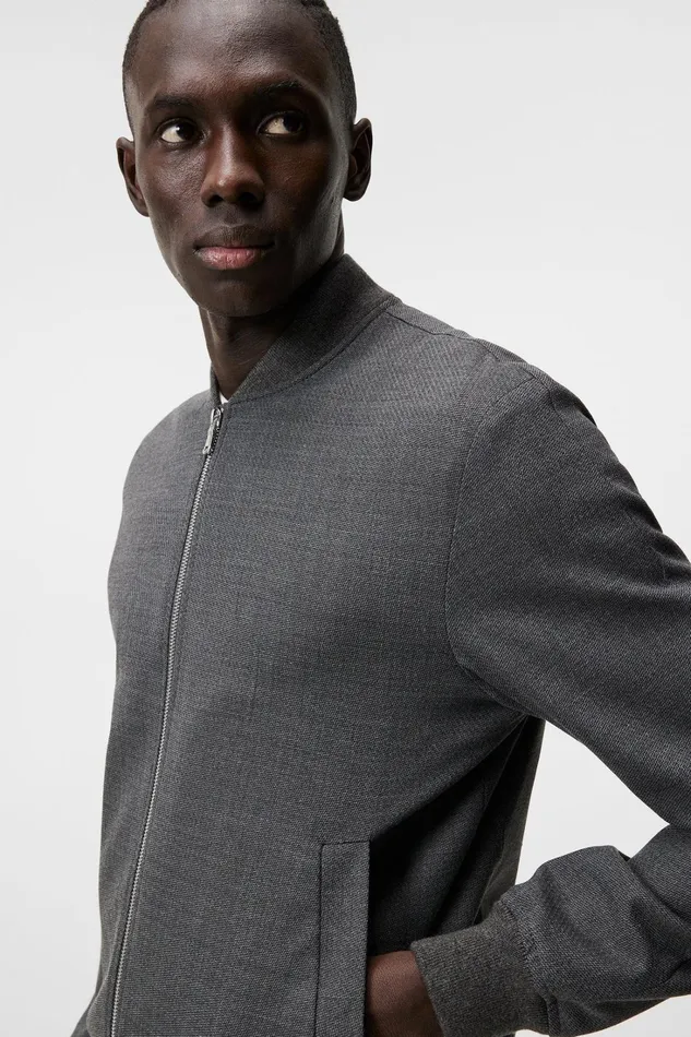 Men Thom Bomber Structured 2 Tone Light Grey Melange JLindeberg Jackets Men Thom Bomber Structured 2 Tone Light Grey Melange JLindeberg Jackets