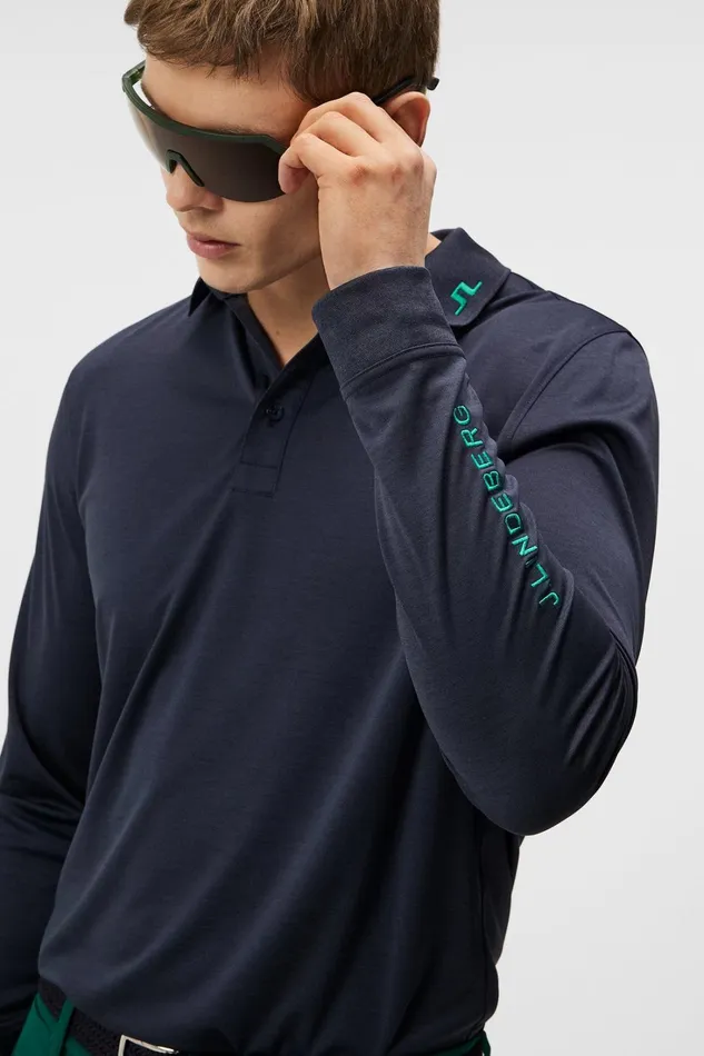 Men Tour Tech Long Sleeve Navy Melange JLindeberg Base and Mid Layers Men Tour Tech Long Sleeve Navy Melange JLindeberg Base and Mid Layers