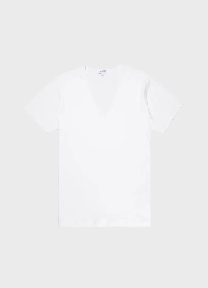 Men ussunspel Superfine Cotton Underwear Vneck Tshirt White Underwear Tops