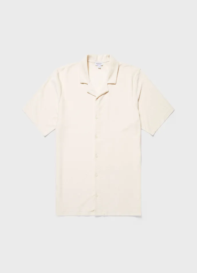 Men ussunspel Towelling Camp Collar Shirt Undyed Shirts