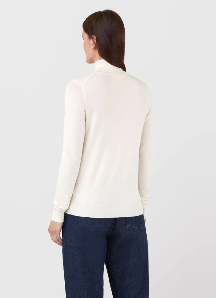 Merino Silk Roll Neck Jumper Ivory Women SUNSPEL Knitwear