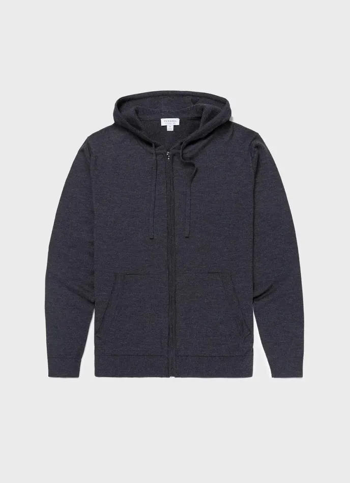 Merino Zip Hoody Charcoal Melange Men SUNSPEL Sweatshirts and Sweatpants