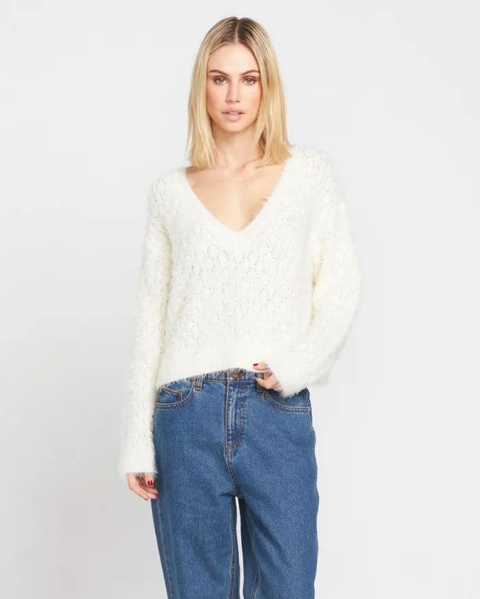 Mesa Cove Sweater 8211 Star White Womens Volcom Sweaters and Cardigans