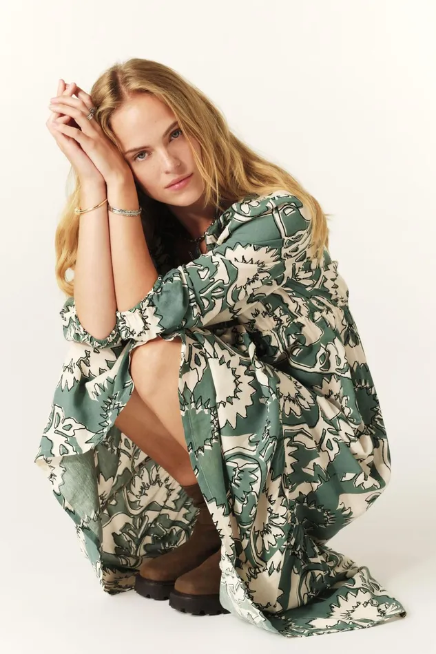 Midi Dress Ferae Green Women Baandsh Dresses