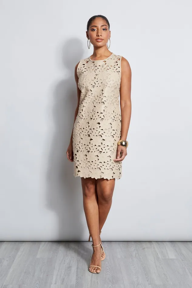 Midi Dresses Women Elie Tahari Lasercut Vegan Dress ISLAND SAND