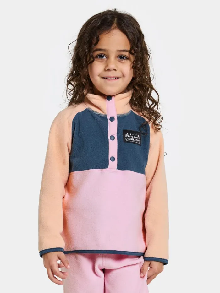 Monte Kids039 Half Button Orchid Pink Kids Didriksons Fleece and Midlayers
