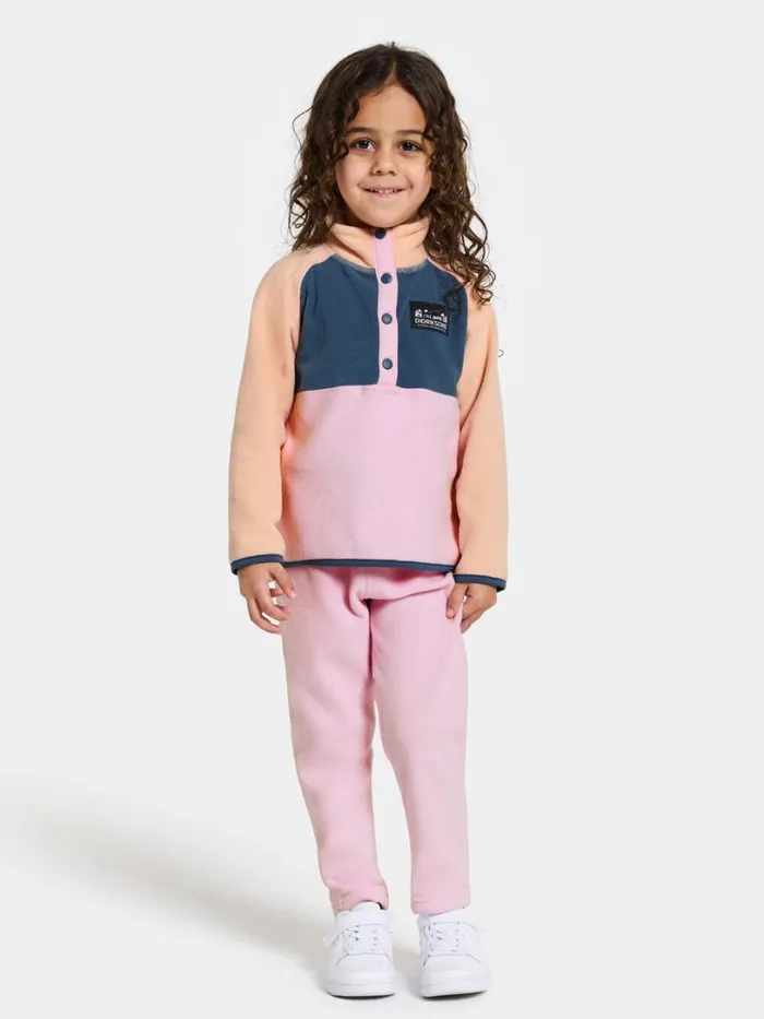 Monte Kids039 Half Button Orchid Pink Kids Didriksons Fleece and Midlayers