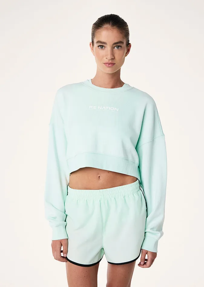 NAMEDROP CROPPED SWEAT IN HINT OF MINT Women Sweatshirts PE Nation