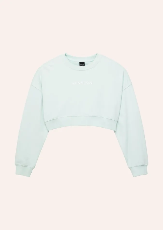 NAMEDROP CROPPED SWEAT IN HINT OF MINT Women Sweatshirts PE Nation