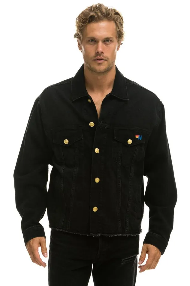 Need For Speed Oversized Crop Denim Jacket 8211 Vintage Black WomenMen Aviator Nation Denim