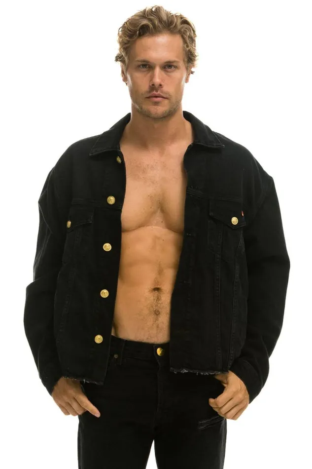 Need For Speed Oversized Crop Denim Jacket 8211 Vintage Black WomenMen Aviator Nation Denim
